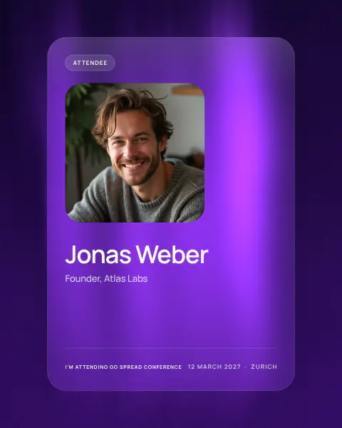 Glass pass event graphic template from the Go Spread Design Editor, portrait 1080 × 1350