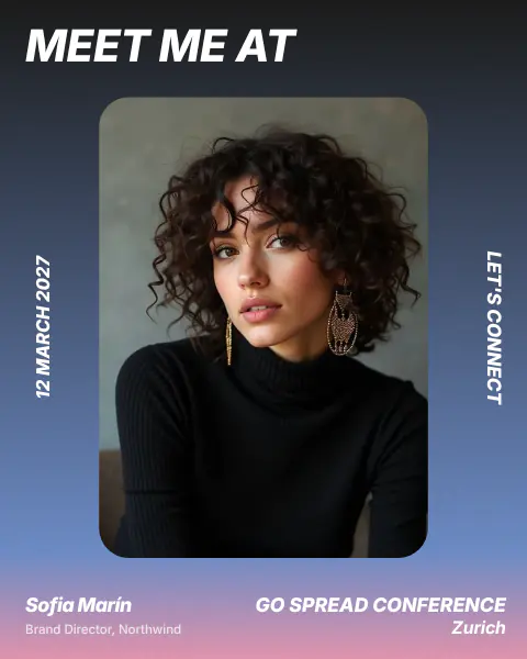 Go Spread event graphic template from the Go Spread Design Editor, portrait 1080 × 1350