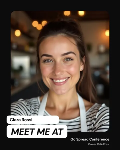 Label event graphic template from the Go Spread Design Editor, portrait 1080 × 1350